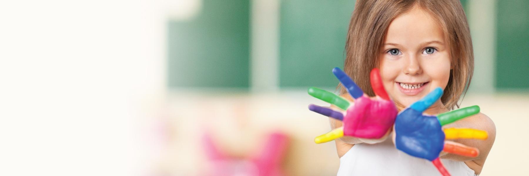 Child with painted hands